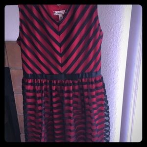 Girls Black and Red Stripped Dress